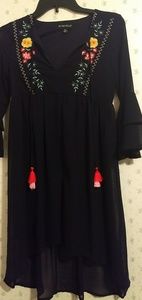 Navy Blue Peasant Dress